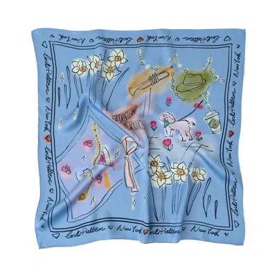Lost Pattern Nyc Women's New York In Sketches Silk Scarf - Blue