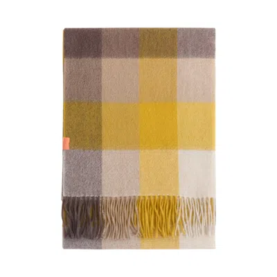 Lost Pattern Nyc Women's Orange "plaid" Cashmere Scarf - Yellow