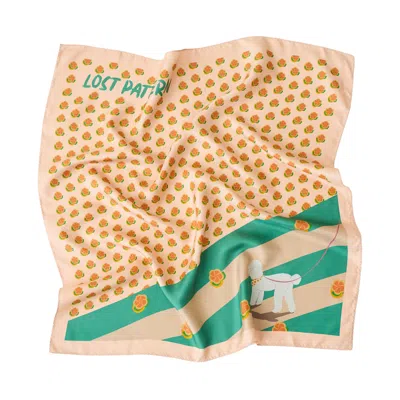 Lost Pattern Nyc Women's "pandita The Dog" Silk Bandana - Orange