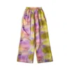 Lost Pattern Nyc Women's Pink / Purple "brooklyn" Silk Wide Leg Pants - Pink In Pink/purple