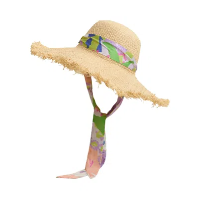 Lost Pattern Nyc Women's Pink / Purple Frida X Lost Pattern "frida's Garden" Raffia Hat With Ribbon Tie - Pink In Pink/purple