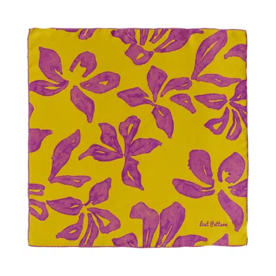 Lost Pattern Nyc Women's Pink / Yellow Tropical Bliss Silk Bandana Scarf - Golden Hour In Multi