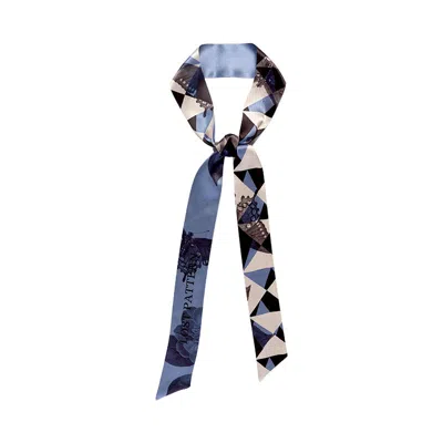 Lost Pattern Nyc Women's Prism Silk Skinny Scarf  Blue