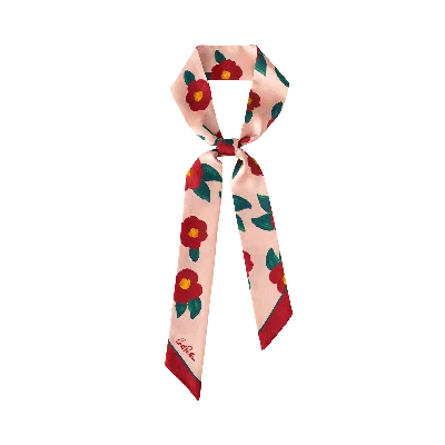 Lost Pattern Nyc Women's Red / Pink "camellia" Silk Twilly Neck Bow - Red & Pink In Multi