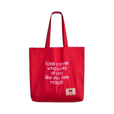 Lost Pattern Nyc Women's Red The Voice Of Frida Cotton Tote Bag - Rojo Picante