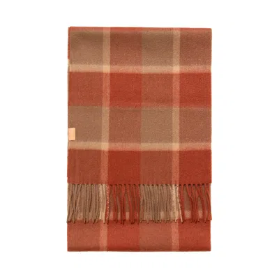Lost Pattern Nyc Women's Rose Gold / Red "plaid" Cashmere Scarf - Brick Red In Multi