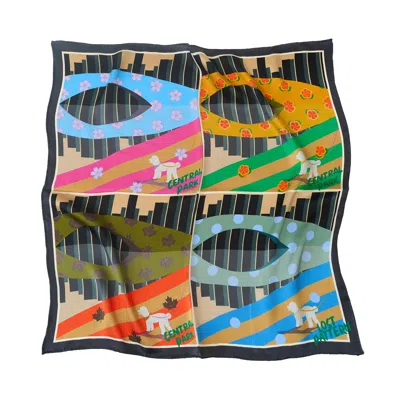 Lost Pattern Nyc Women's "seasons In The Park" Silk Scarf Black