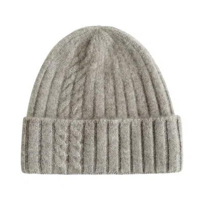 Lost Pattern Nyc Women's "warmth Whisper" Cashmere Cable Knit Beanie - Steel Grey