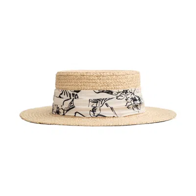 Lost Pattern Nyc Women's White La Isla Straw Hat With Ribbon Band - Cream In Neutral