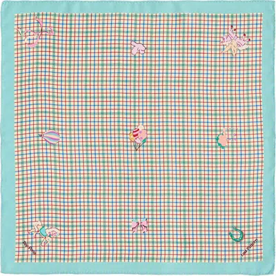 Lost Pattern "pop Pony" Silk Bandana In Blue