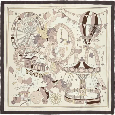 Lost Pattern "pop Pony" Silk Twill Bandana Scarf In Brown