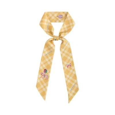 Lost Pattern "pop Pony" Silk Twill Skinny Scarf In Yellow