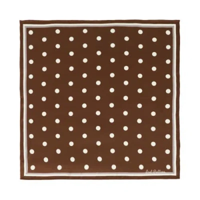 Lost Pattern Retro Polka Silk Bandana In Brown