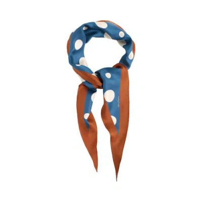 Lost Pattern "retro Polka" Silk Diamond Neckerchief In Blue