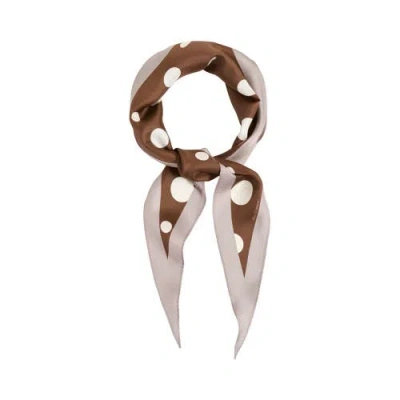 Lost Pattern "retro Polka" Silk Diamond Neckerchief In Brown
