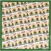 Lost Pattern Square Arch Print Silk Bandana In Green