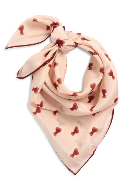 Lost Pattern Twin Hearts Silk Bandana In Pink