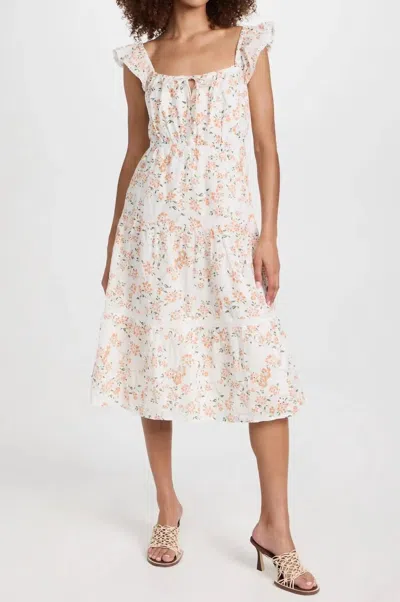 Lost + Wander Acropolis Hills Midi Dress In Orange Floral In White