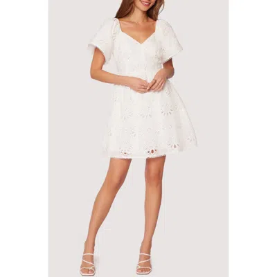 Lost + Wander Afternoon Allure Eyelet Minidress In Off-white