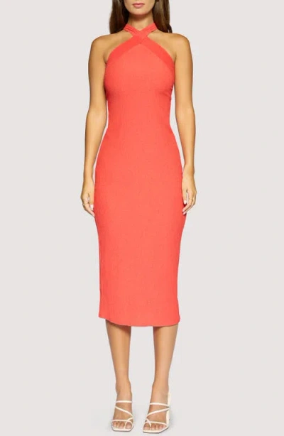 Lost + Wander Arancia Crush Halter Midi Dress In Red