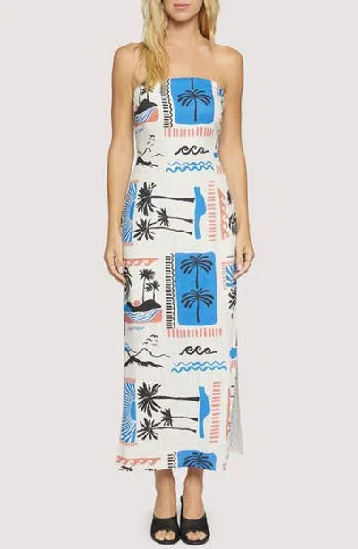Lost + Wander Azure Paradiso Strapless Maxi Dress In Multi