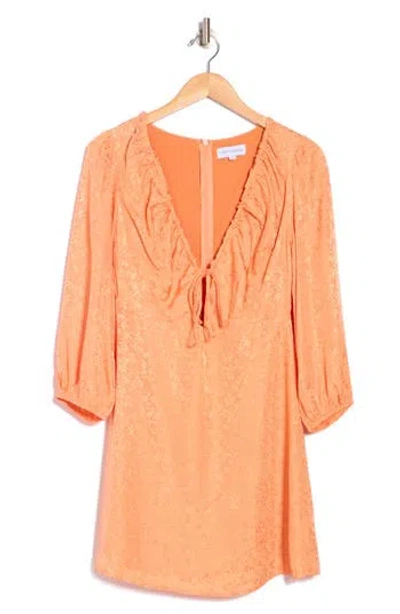 Lost + Wander Beach Peach Long Sleeve Minidress In Peach Orange