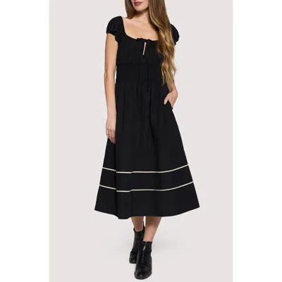 Lost + Wander Cara Dream Midi Dress In Black-cream