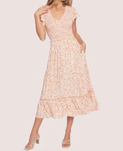Lost + Wander Coastal Daisies Midi Dress In Orange In Orange/white Print