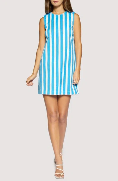 Lost + Wander Crete Reverie Stripe Stretch Cotton Minidress In Blue