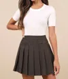 Lost + Wander Delfina Brown Herringbone Tweed Pleated High-rise Mini Skirt In Brown