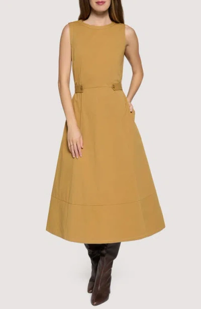 Lost + Wander Downtown Edge Midi Dress In Gold