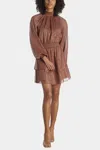 LOST + WANDER DOWNTOWN LIGHTS MINI DRESS IN BROWN GOLD
