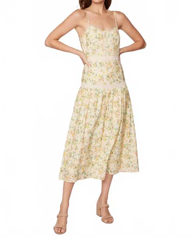 Lost + Wander Earth Angel Midi Dress In Yellow Floral In Neutral