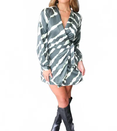 Lost + Wander Eliza Satin Mini Dress In Green