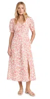 Lost + Wander Enamour Midi Dress Cream Red Floral In Cream Red Floral