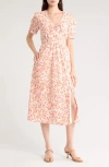 Lost + Wander Enamour Midi Dress Cream Red Floral In Cream-red-floral