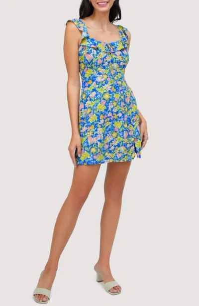 Lost + Wander Escapade Floral Minidress In Blue-multi