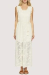 Lost + Wander Fiorenza Embroidered Tie Belt Maxi Sundress In White