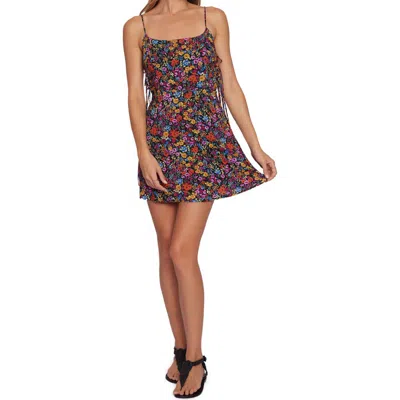 Lost + Wander Flora Garden Print Minidress In Black Lavender