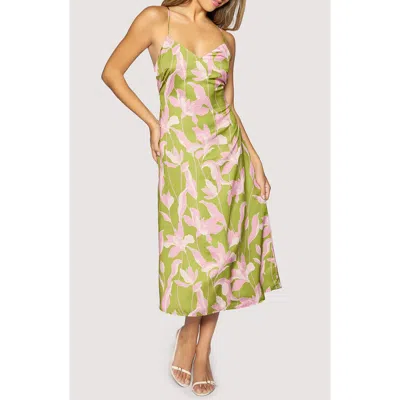 Lost + Wander Flora Alcazar Midi Dress In Green-floral In Multi