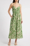Lost + Wander Floral Lane Midi Dress In Green Cream