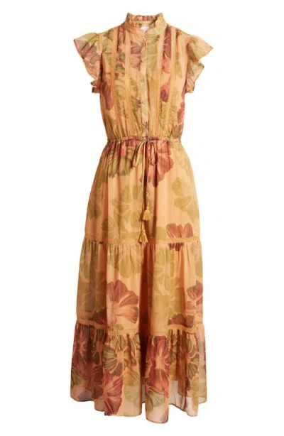 Lost + Wander Flower Power Ruffle Maxi Dress In Vintage Carmel Multi
