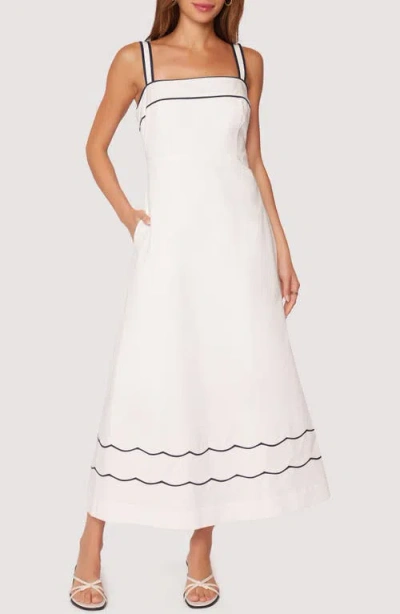 Lost + Wander Hamptons Haze A-line Cotton Dress In Off-white-navy