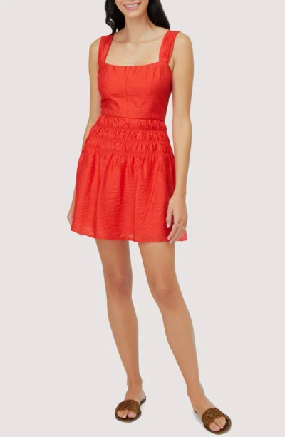 Lost + Wander Hidden Oasis Hammered Satin Minidress In Red