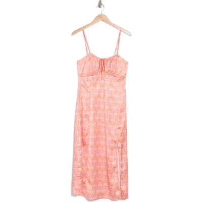 Lost + Wander Iridescence Midi Dress In Pink Orange Floral
