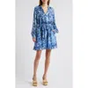 Lost + Wander Jolie Floral Long Sleeve Minidress In Blue