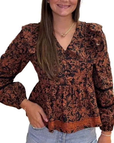 Lost + Wander Lady Of Siena Top In Brown Floral
