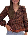 Lost + Wander Lady Of Siena Top In Brown/black In Brown