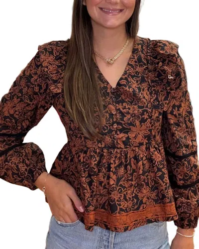 Lost + Wander Lady Of Siena Top In Brown/black