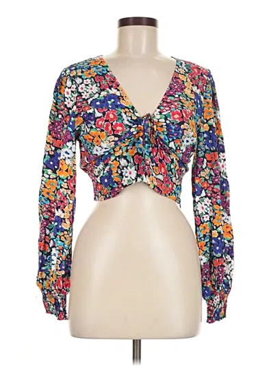 Pre-owned Lost + Wander Long Sleeve Blouse In Blue